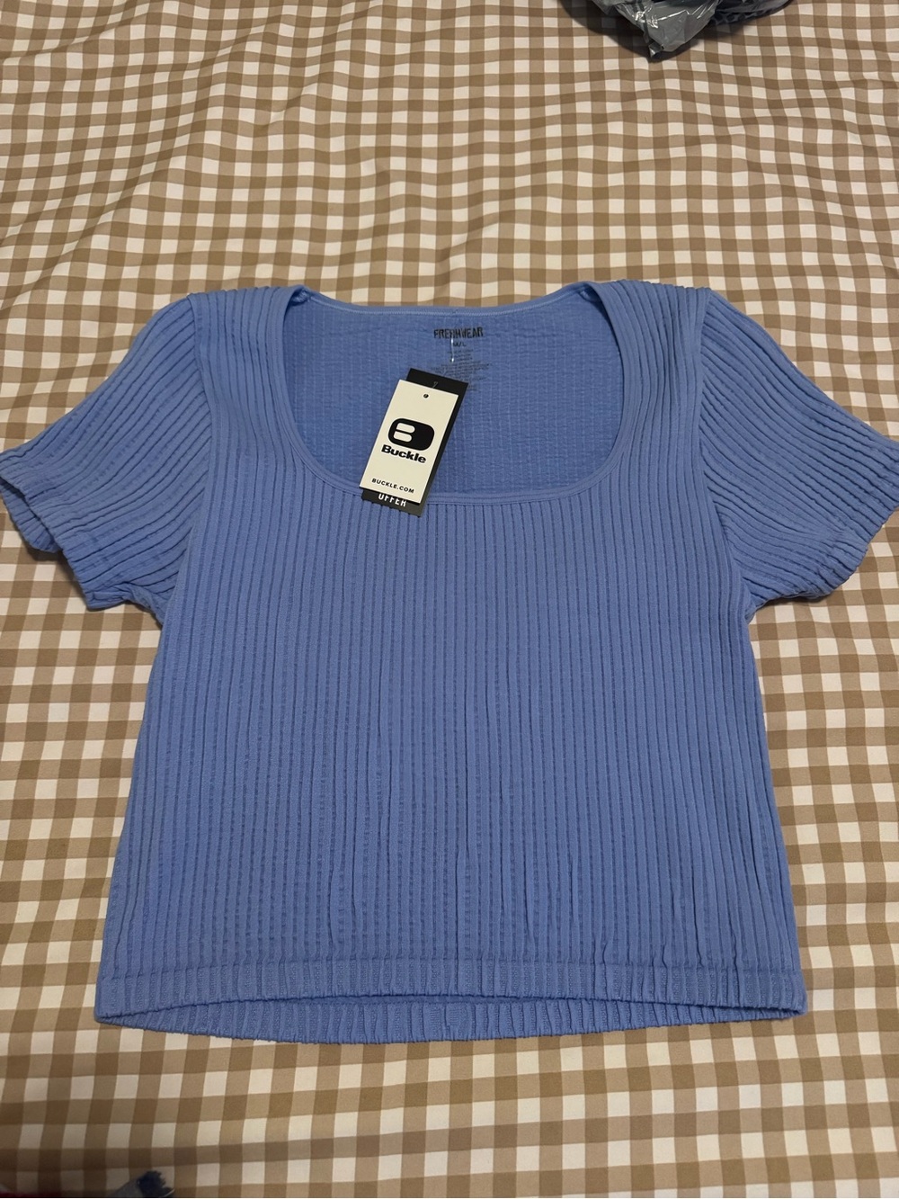 Buckle Periwinkle Ribbed Scoop Neck Crop Top